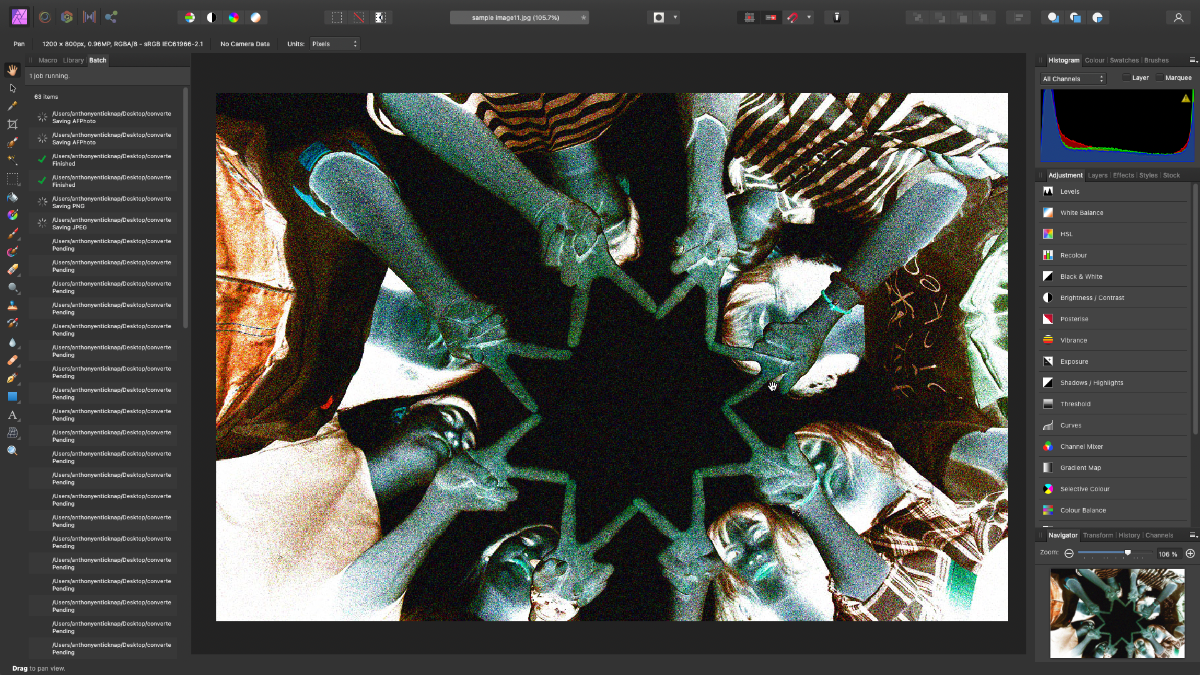 affinity photo running through batch job
