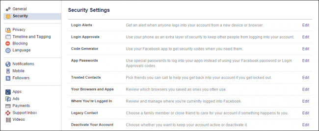 Параметр деактивации аккаунта в настройках безопасности