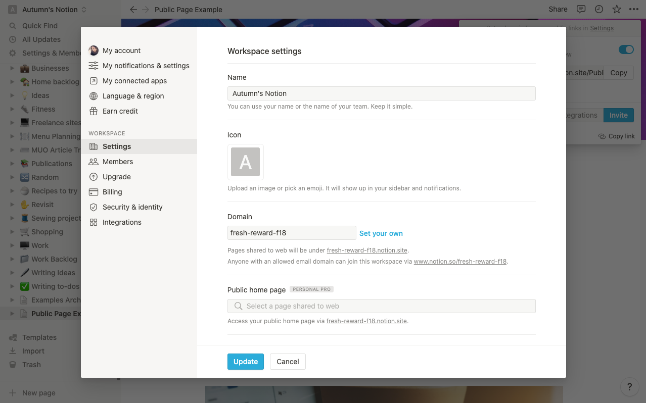 Скриншот меню настроек