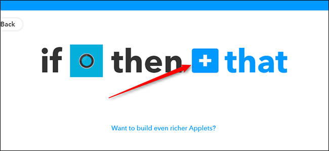 Переход к выбору действия that в конструкторе апплетов IFTTT