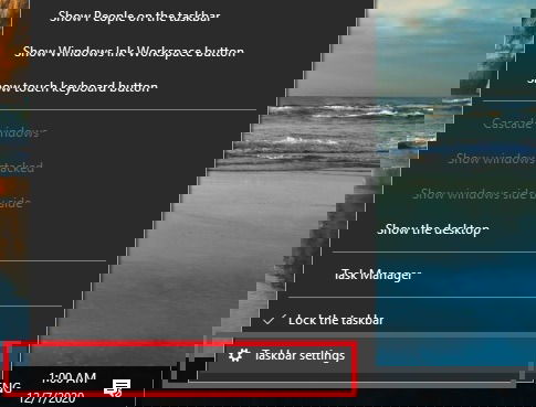 Включение системных значков в Windows 10