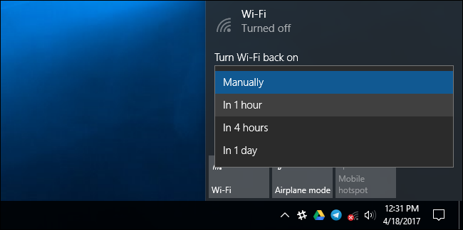 Меню сети Windows 10 с опциями повторного включения Wi‑Fi