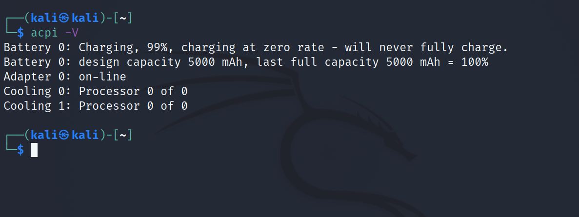 состояние батареи с помощью acpi