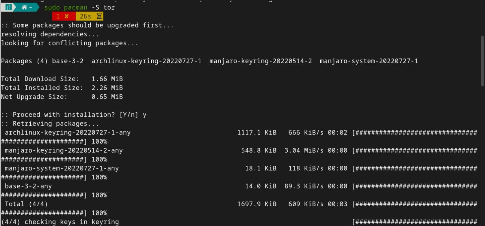 Терминал Linux с командой установки