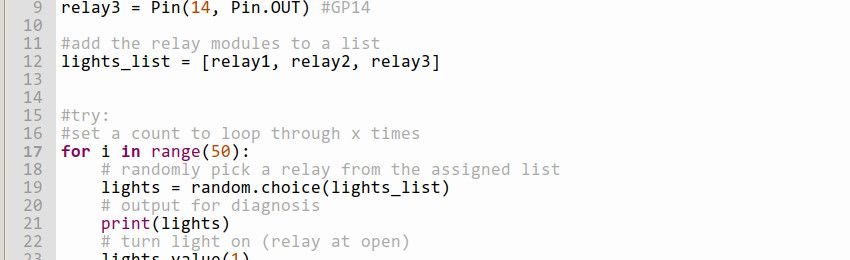 Код на MicroPython для управления гирляндами на экране IDE