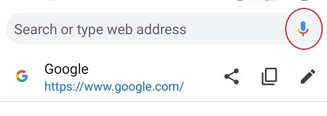 Микрофон Google Assistant в адресной строке Chrome