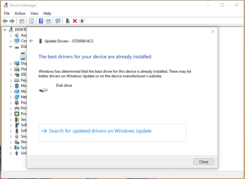 Поиск обновлений драйверов через Windows Update