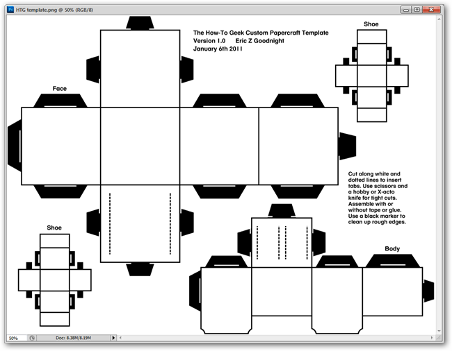Превью шаблона papercraft в PNG и PSD