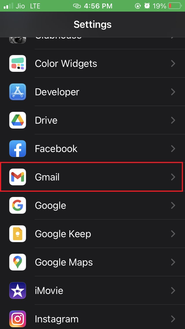 Настройки Gmail в iPhone