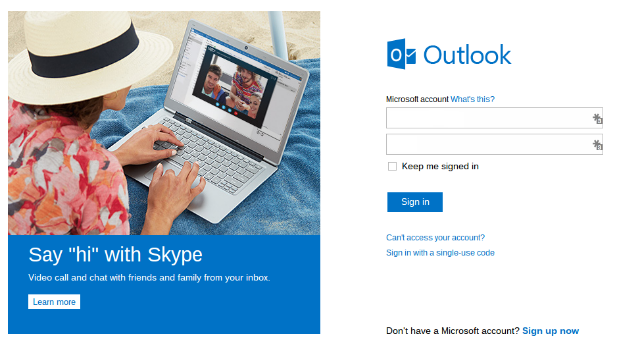 Панель Outlook с иконкой Skype