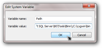 Добавление пути Cygwin в PATH