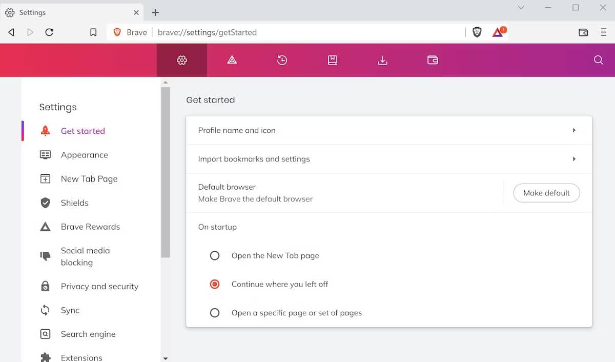 Beispiel: Brave-Browser-Einstellung 'Als Standard festlegen'