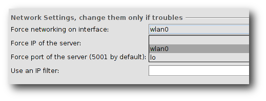 Параметры сетевого подключения в PS3MediaServer