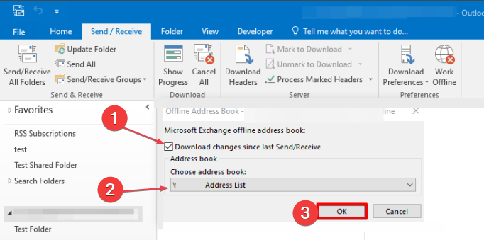 Выбор офлайн-адресной книги в списке
