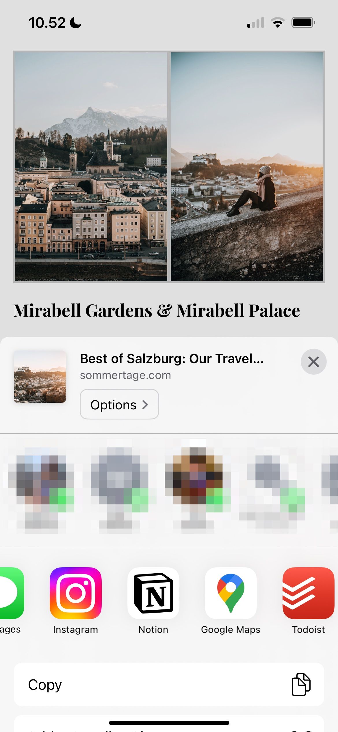 Выбор места сохранения Notion на iOS