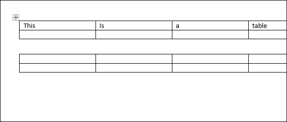 Две таблицы после разделения в Word