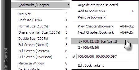 Редактор закладок KMPlayer: список закладок и управление ими