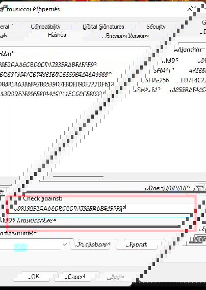 Сравнение хешей с помощью OpenHashTab. 