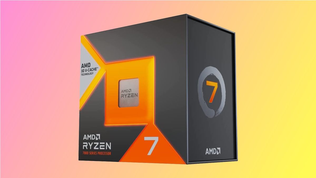 AMD Ryzen 7 на розово‑жёлтом фоне