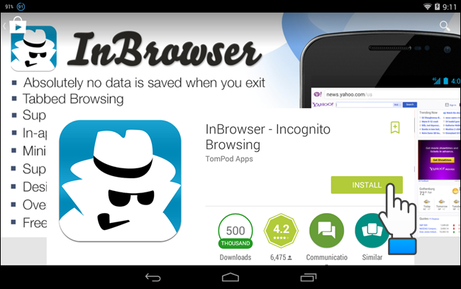 Иллюстрация: страница InBrowser в Google Play