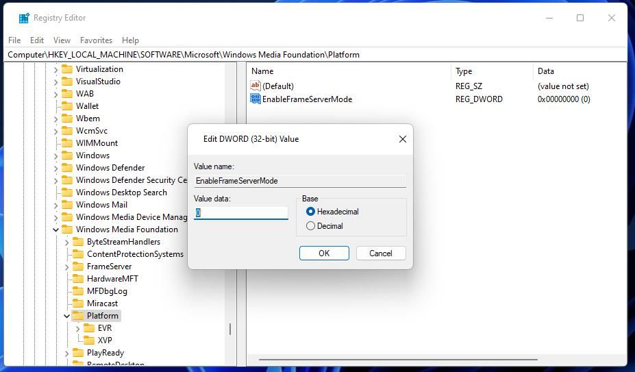 Окно редактирования DWORD