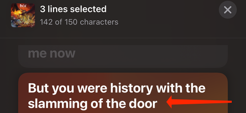 Выделите строки текста, которые хотите отправить