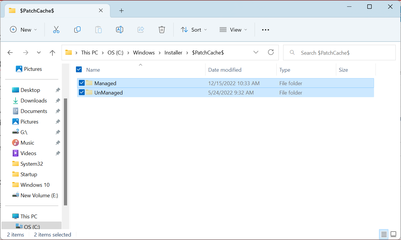 Выделение и удаление файлов в кэше патчей
