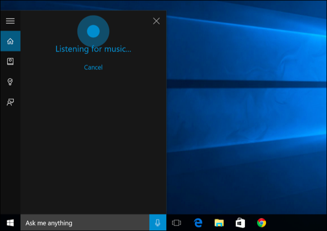 Cortana показывает результат распознавания на Windows 10