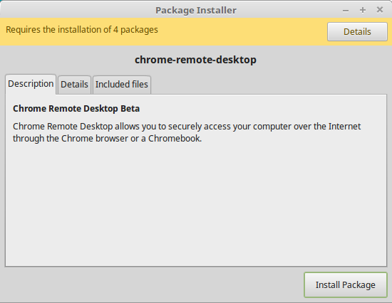 Установка дополнительных пакетов для Chrome Remote Desktop на Linux