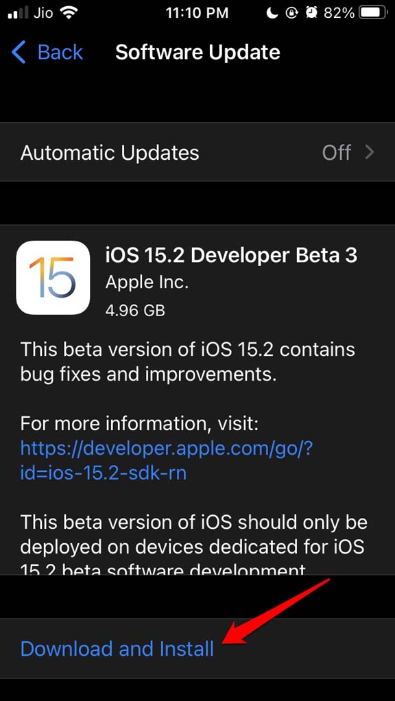 tap on Download and Install