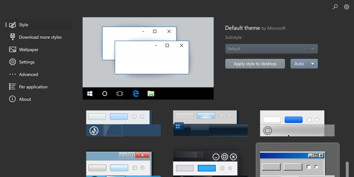 Скриншот WindowBlinds 11 с выбором классической темы