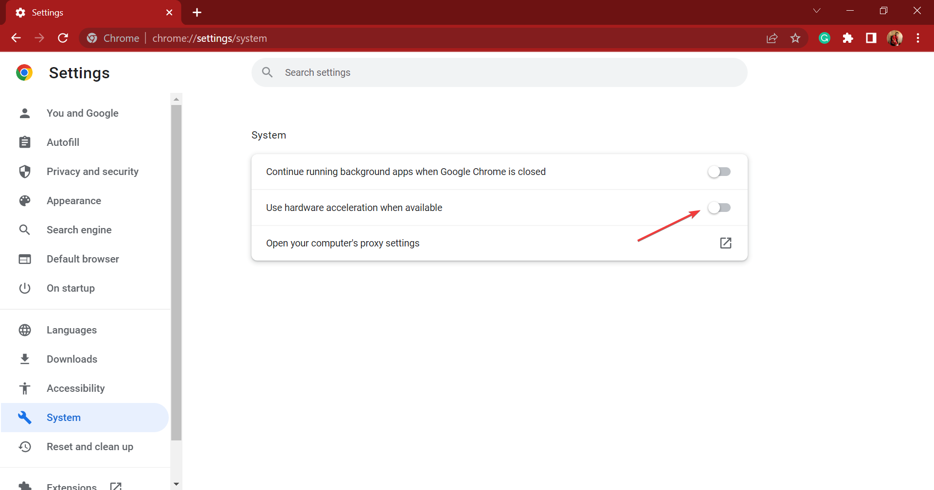 Отключение аппаратного ускорения в Chrome