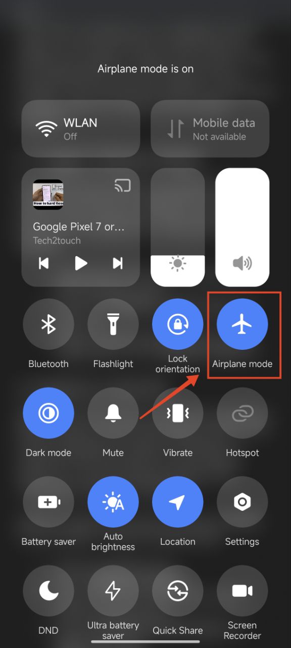 turn on airplane mode