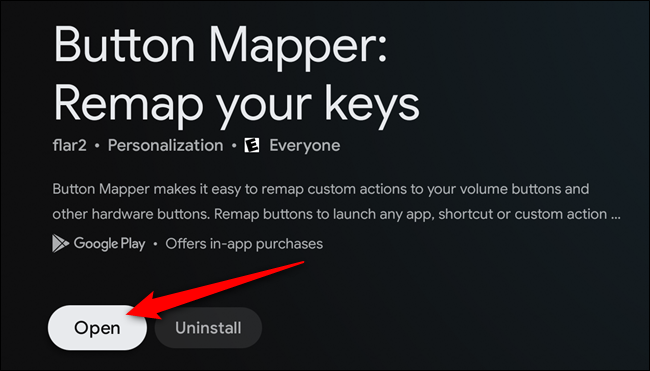Нажмите «Открыть» для запуска Button Mapper после установки.