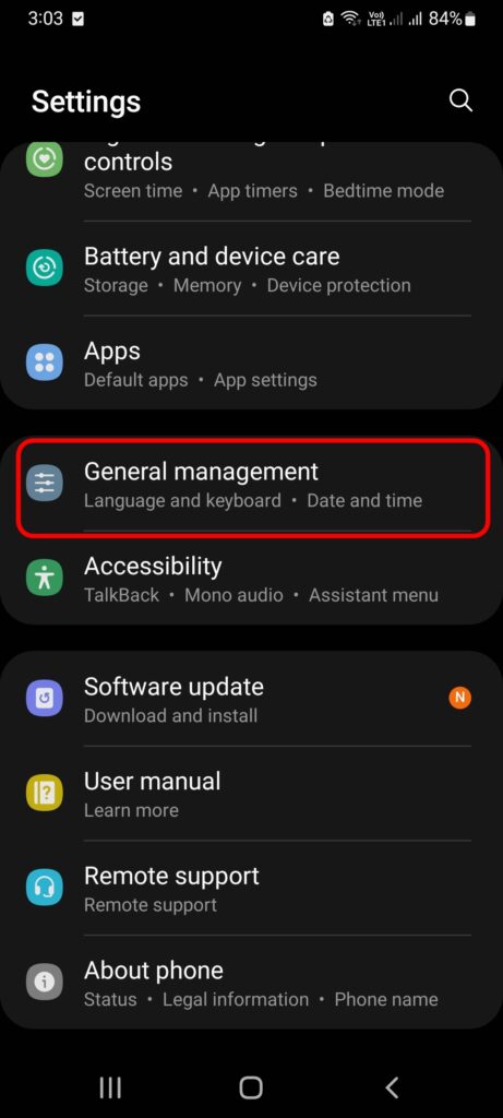 Selezione data e ora nelle impostazioni device
