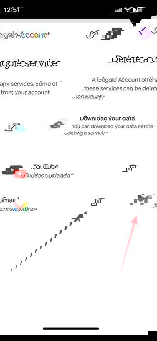 Нажатие на кнопку корзины рядом с Gmail в мобильном приложении Gmail