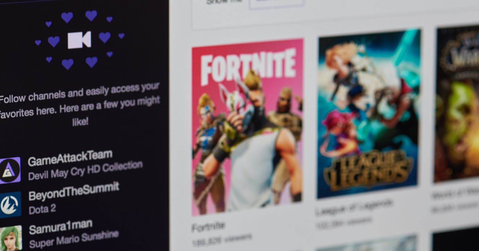 Главная страница Twitch с примером стрима