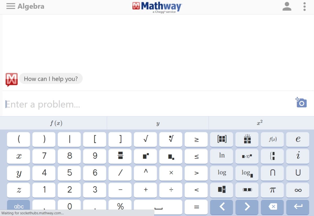 Редактор Mathway для ввода функции и выбора действия 