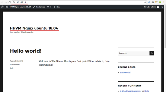 Главная страница WordPress