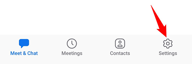 Нажмите «Настройки» в мобильном приложении Zoom