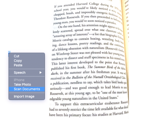 Сканирование документа с iPhone, результат в Pages на Mac