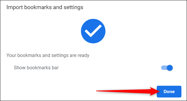 После завершения импорта закройте диалог, нажав «Готово».