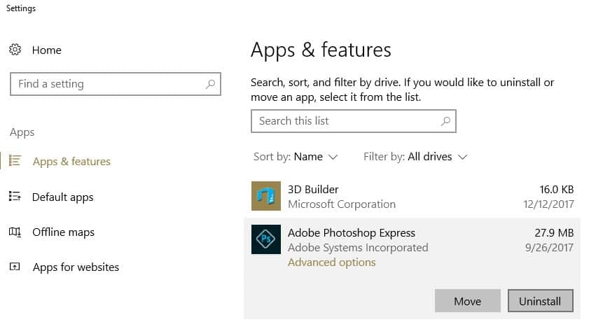 Удаление приложений из Windows