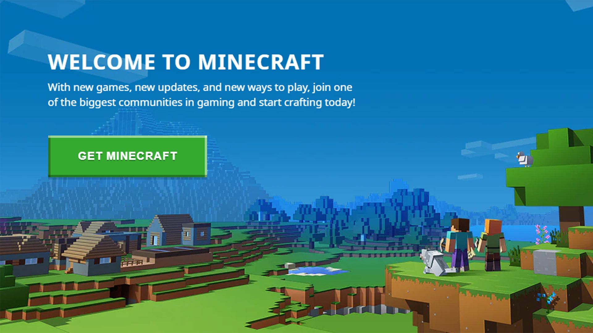 Окно «Получить Minecraft» в магазине Microsoft/сайте Minecraft