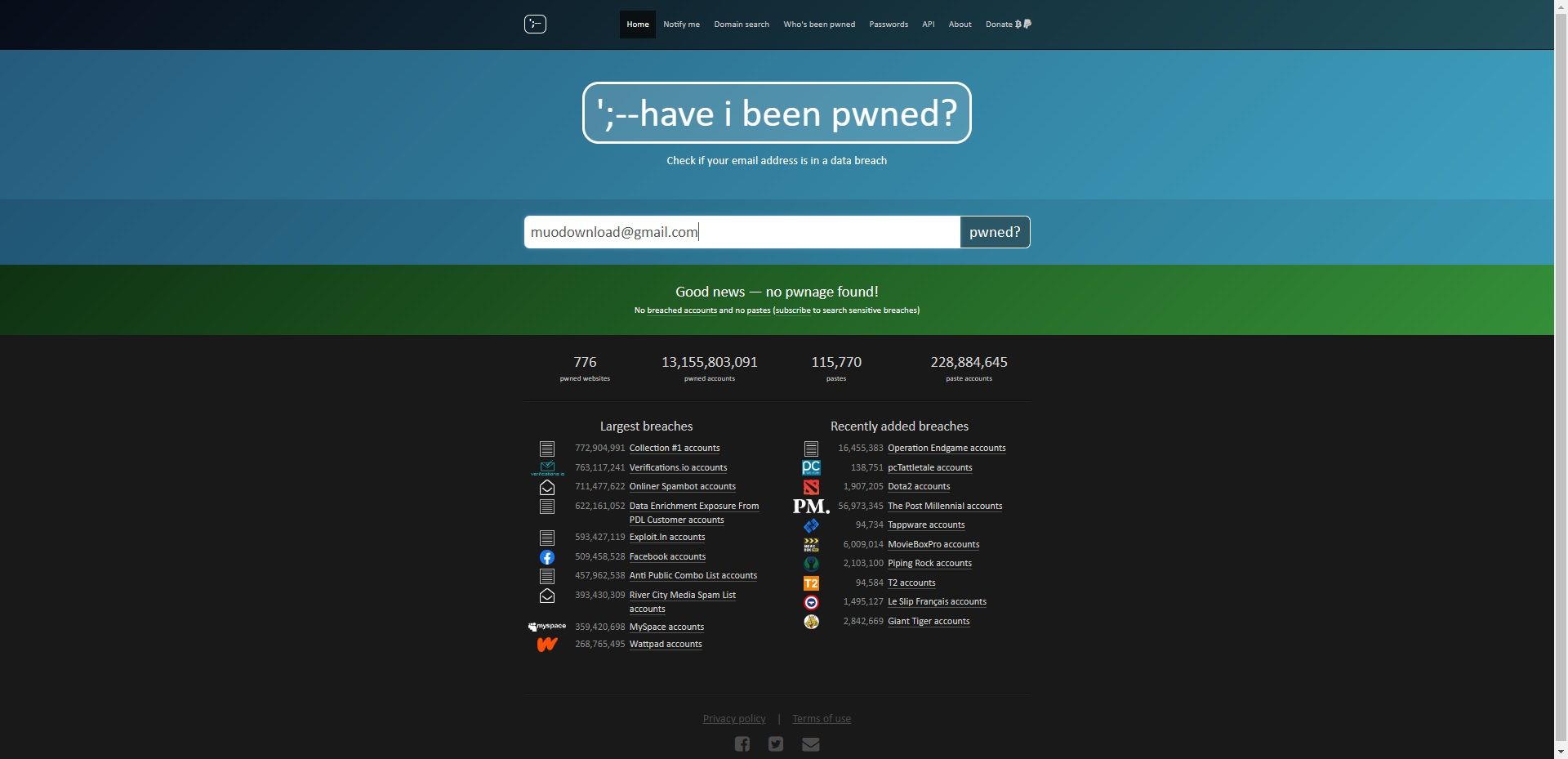 have i been pwned with email example