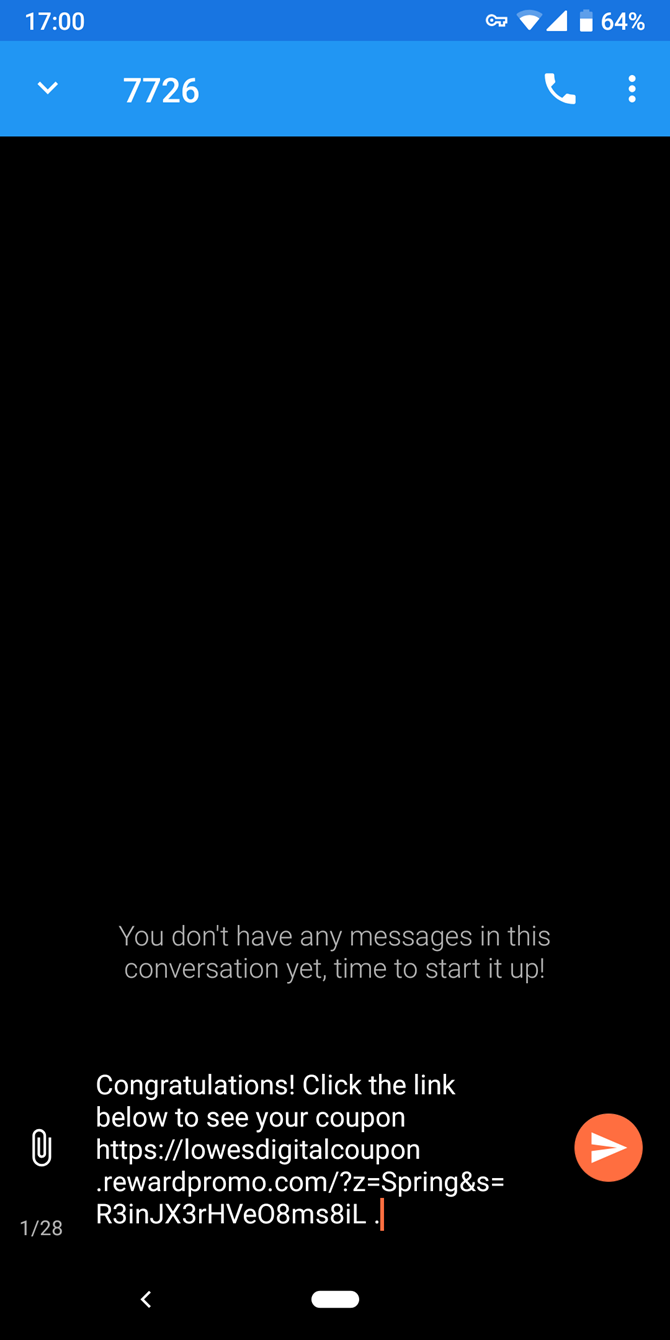 Android Forward Spam Text 7726