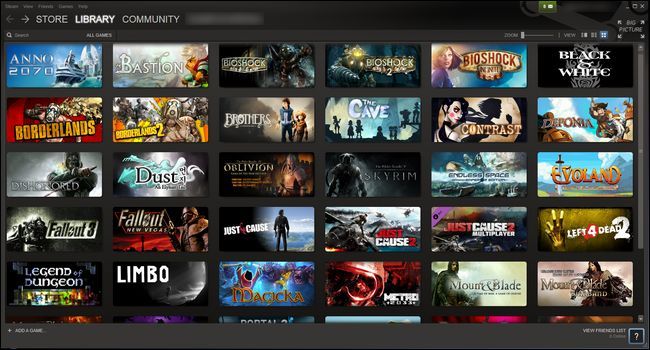 Скриншот библиотеки Steam с играми, неподходящими для детей
