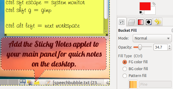Заливка пузыря красным полупрозрачным цветом в GIMP