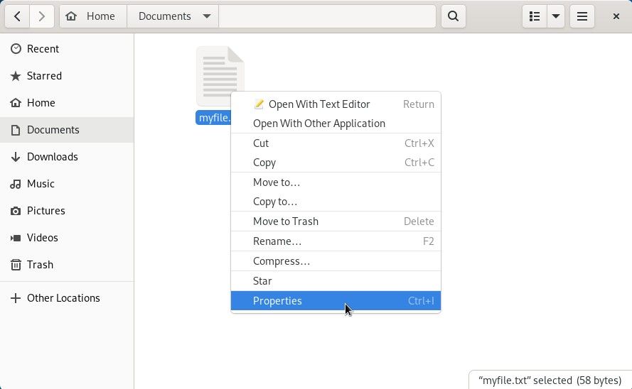 gnome file context menu