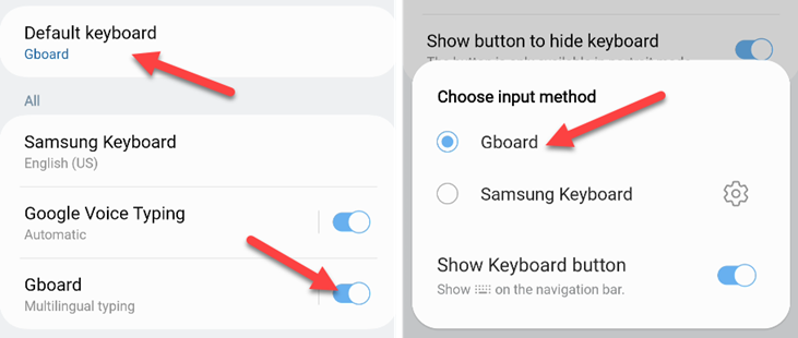 Выберите по умолчанию нужную клавиатуру.